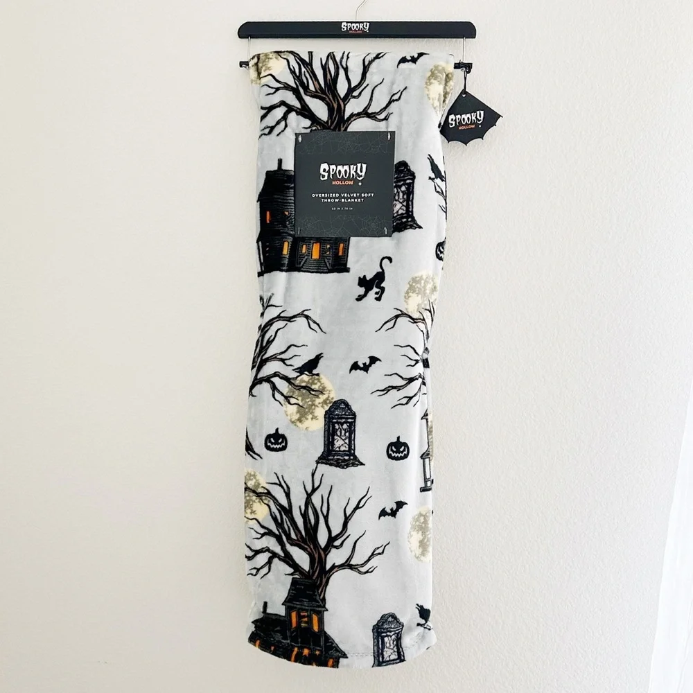 NEW Spooky Hollow Blanket with Haunted House Design